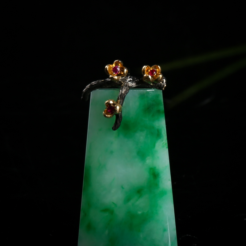 翡翠无事牌吊坠-红掌柜