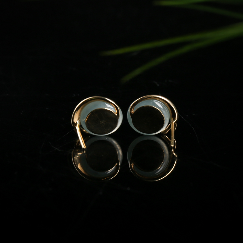 18K糯冰种翡翠耳钉-红掌柜