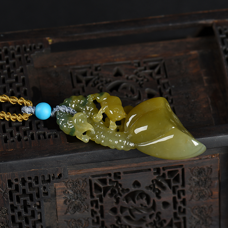 缅甸天然糯种黄翡吊坠-红掌柜