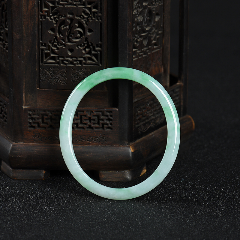 缅甸天然糯种飘翠翡翠贵妃镯-红掌柜