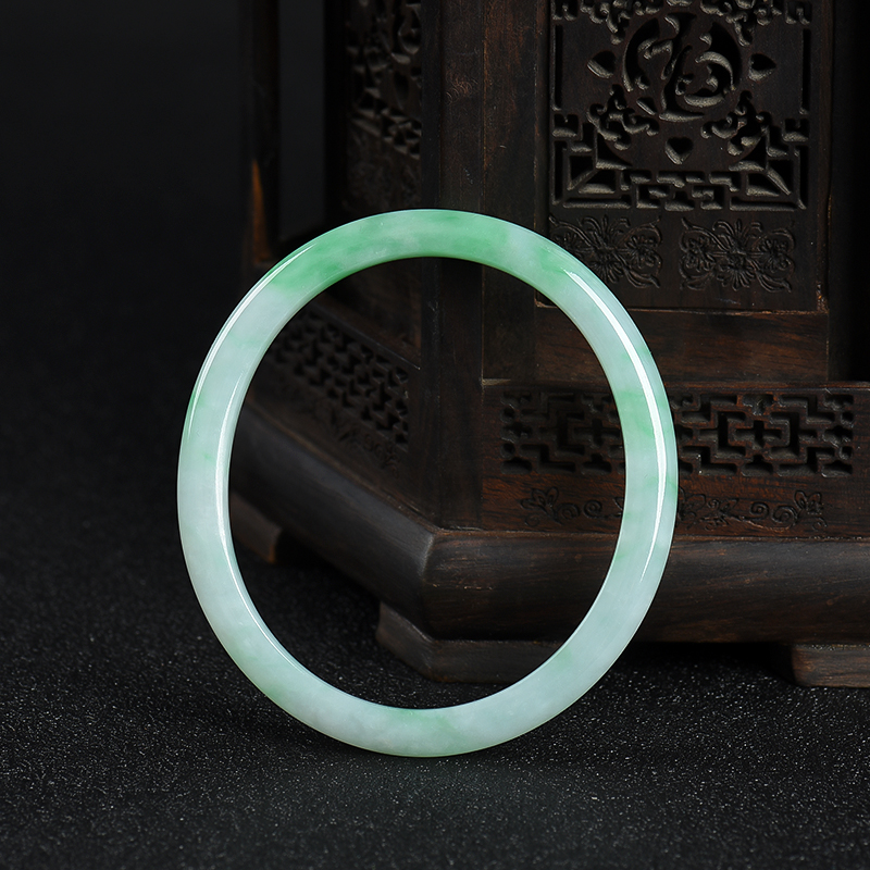 缅甸天然飘翠翡翠贵妃镯-红掌柜