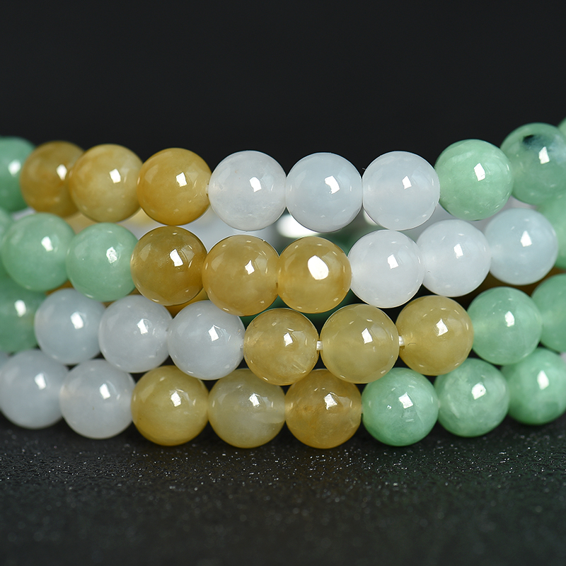 天然糯种三彩翡翠项链-红掌柜