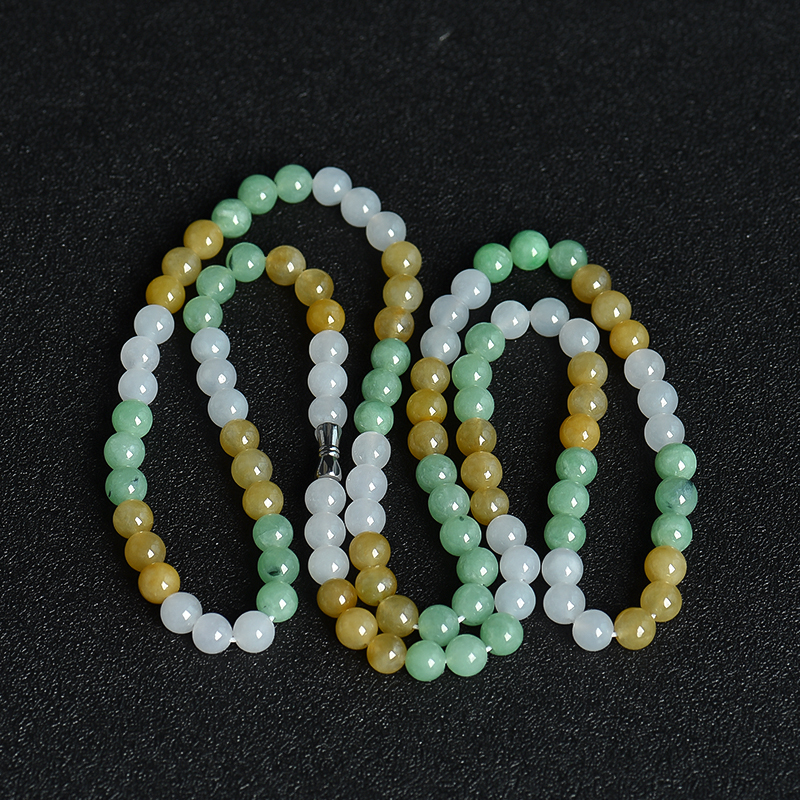 糯种三彩翡翠项链-红掌柜