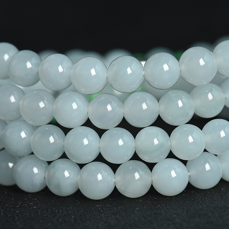 天然糯冰种白色翡翠项链-红掌柜