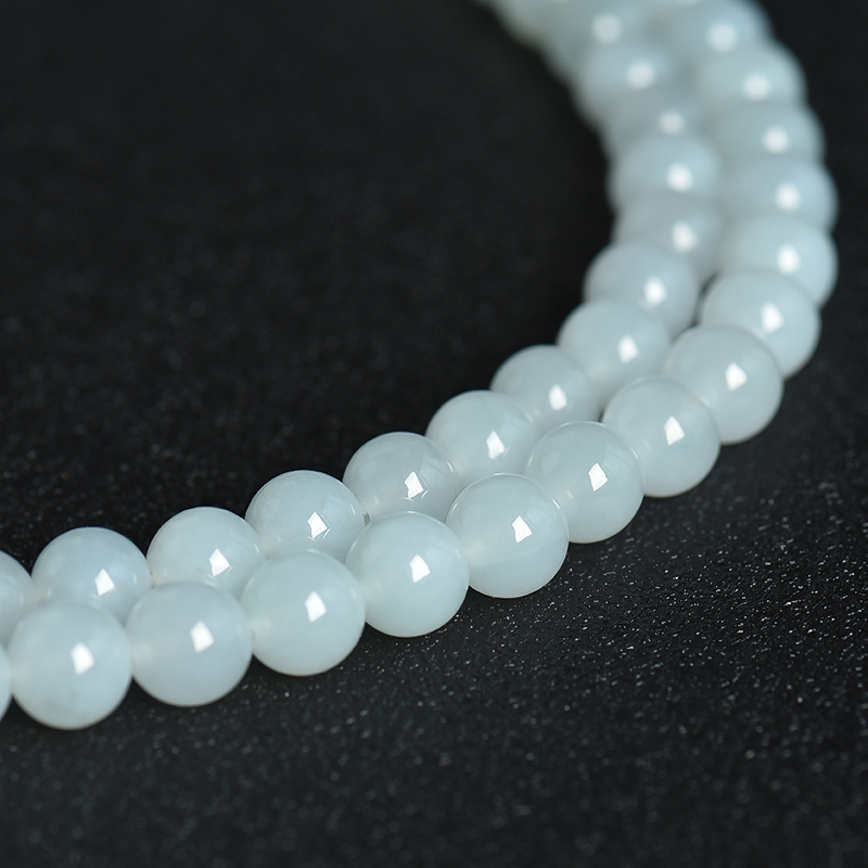 缅甸天然白色翡翠项链-红掌柜