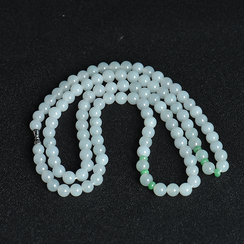 糯冰种白色翡翠项链-红掌柜