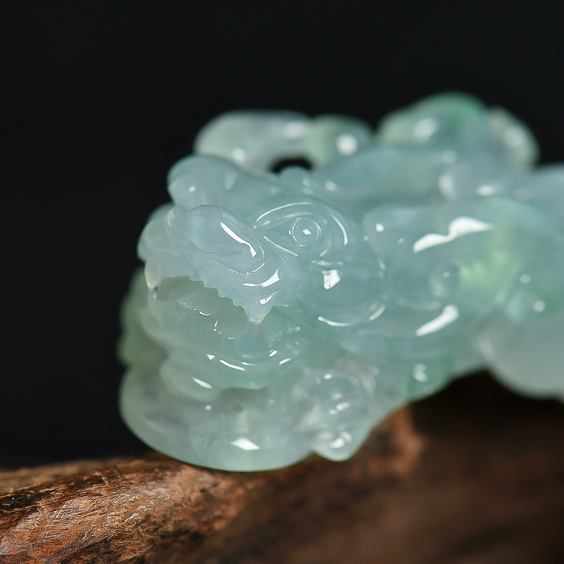 缅甸天然糯冰种翡翠貔貅吊坠-红掌柜