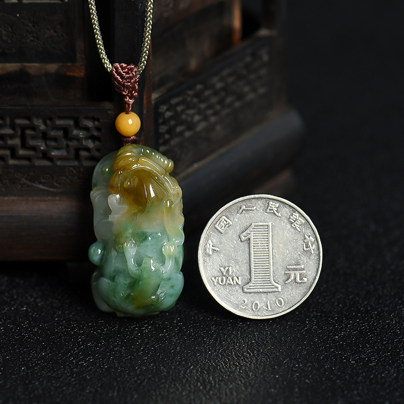 糯种翡翠吉人天相吊坠-红掌柜