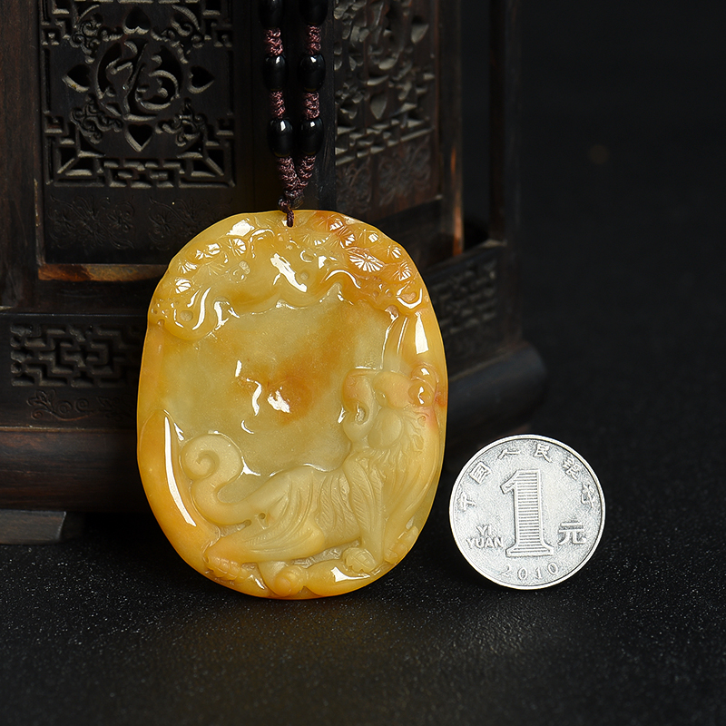 天然糯种黄翡吊坠-红掌柜