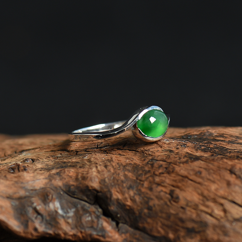 天然糯种深绿翡翠戒指-红掌柜