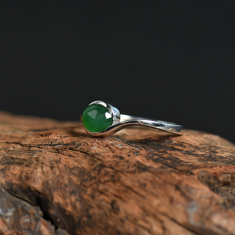 缅甸糯种深绿翡翠戒指-红掌柜