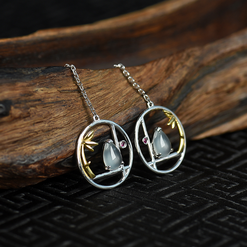 天然糯冰种翡翠耳坠-红掌柜