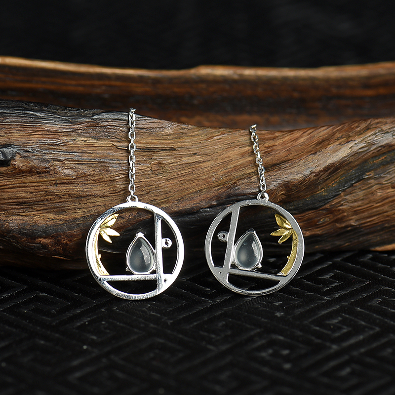 缅甸天然翡翠耳坠-红掌柜