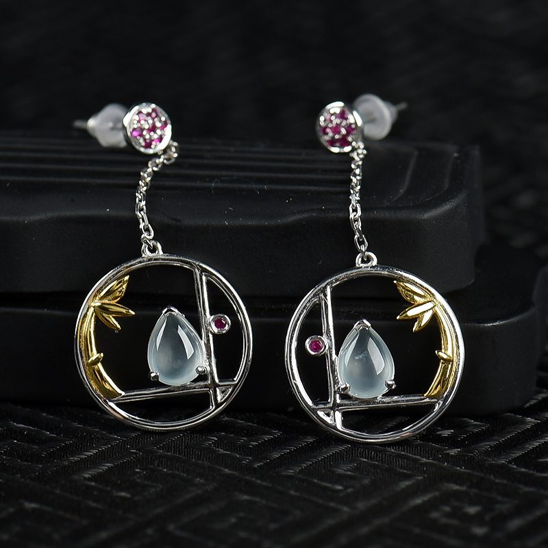 缅甸翡翠耳坠-红掌柜