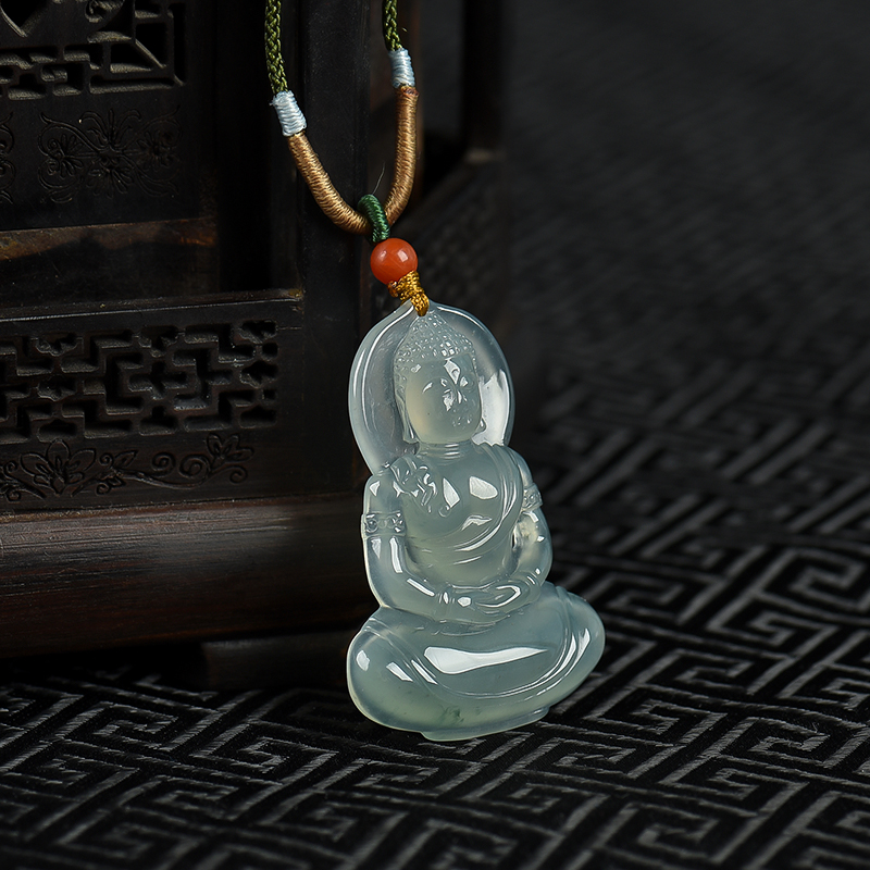天然糯种飘花翡翠大日如来吊坠-红掌柜