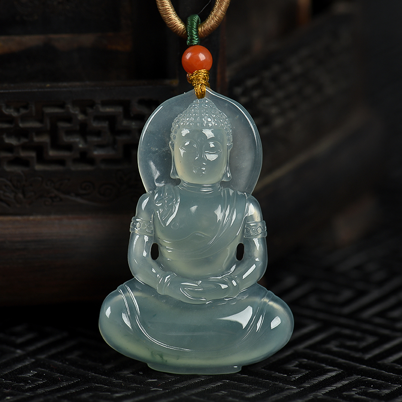 缅甸天然糯种飘花翡翠吊坠-红掌柜