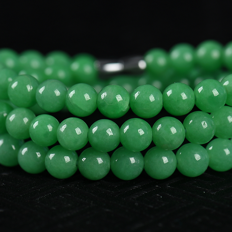 缅甸豆种翠绿翡翠项链-红掌柜