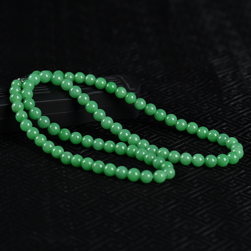 缅甸天然豆种翡翠项链-红掌柜