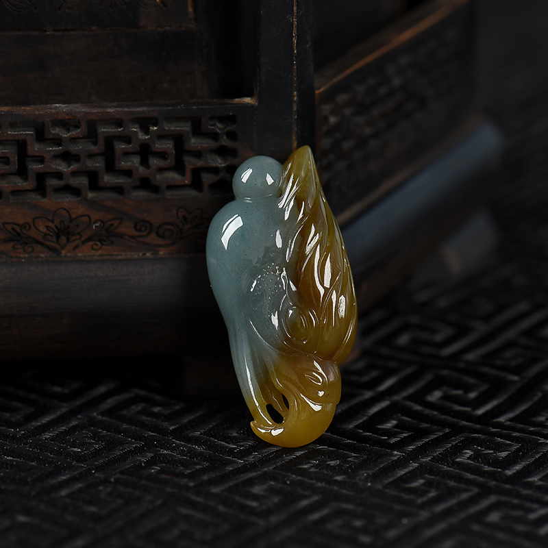 缅甸天然糯种翡翠大展宏图吊坠-红掌柜
