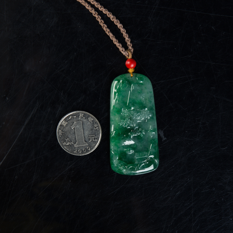 缅甸翡翠山水吊坠-红掌柜