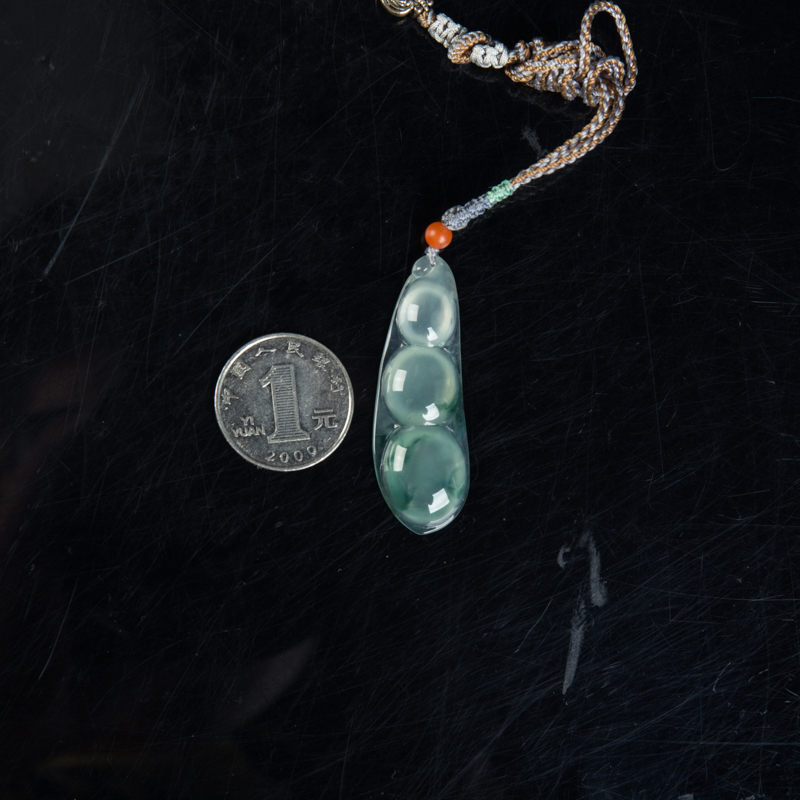 缅甸翡翠连中三元吊坠-红掌柜