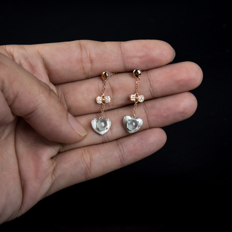 缅甸翡翠耳坠-红掌柜