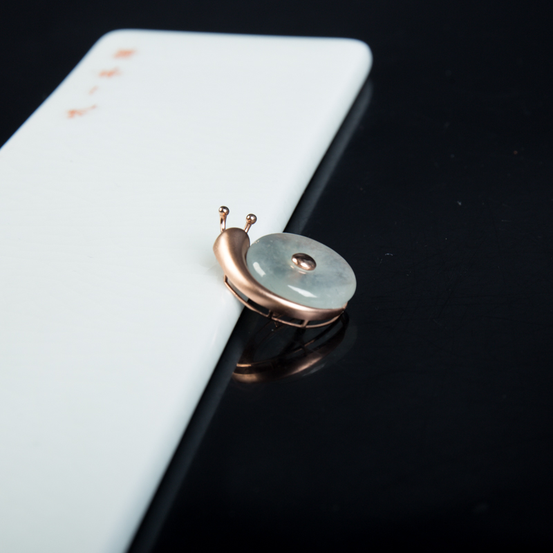 缅甸天然翡翠蜗牛吊坠-红掌柜