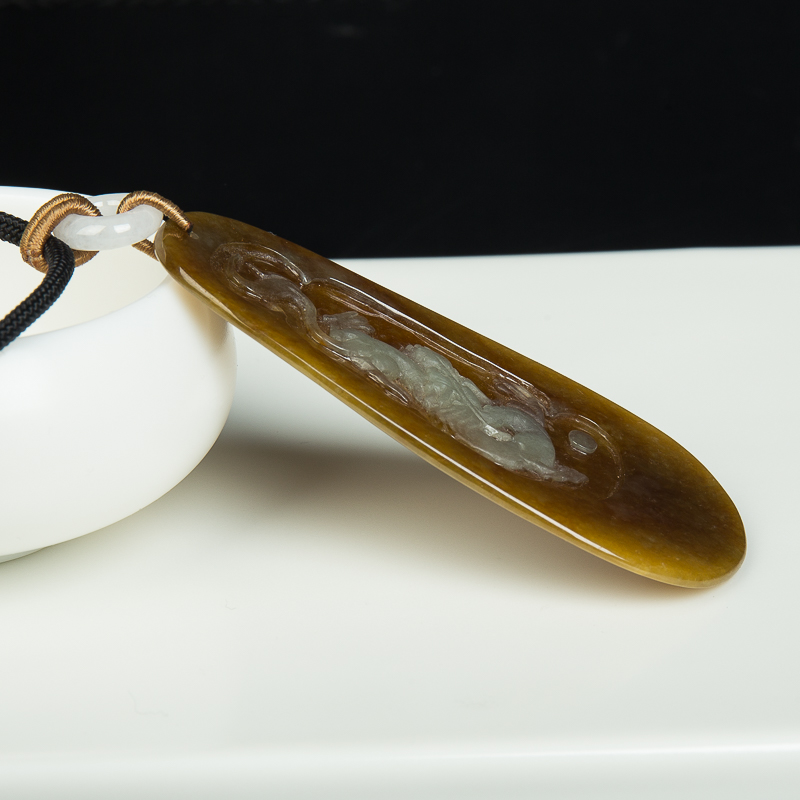 缅甸黄翡辰龙吊坠-红掌柜