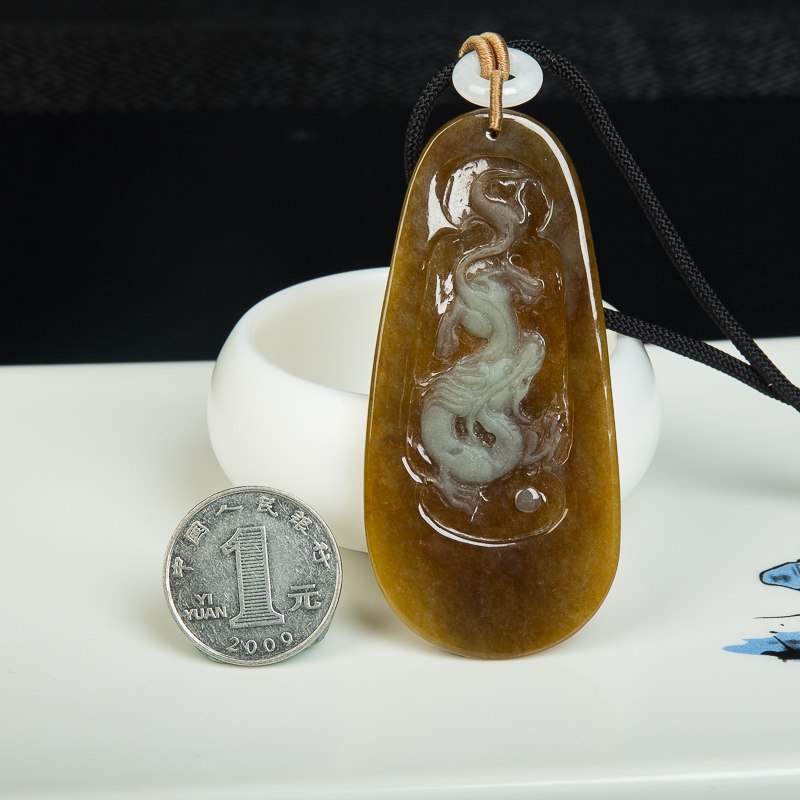 糯种黄翡辰龙挂坠-红掌柜