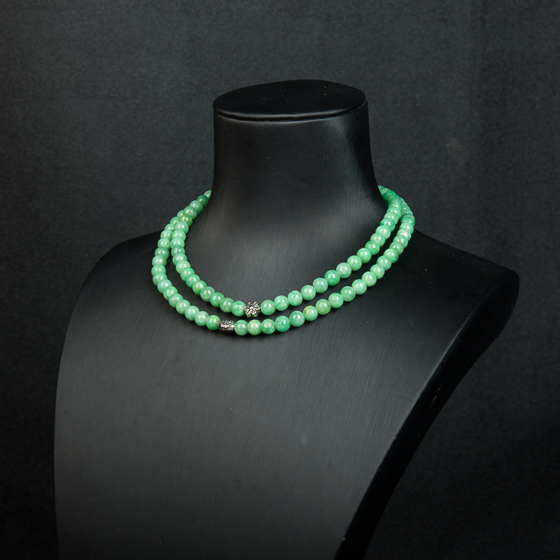 豆种豆绿翡翠多圈手串-红掌柜