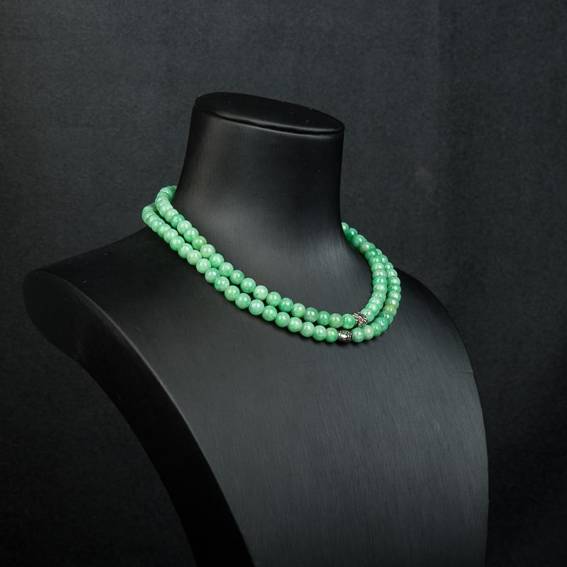 豆绿翡翠多圈手串-红掌柜