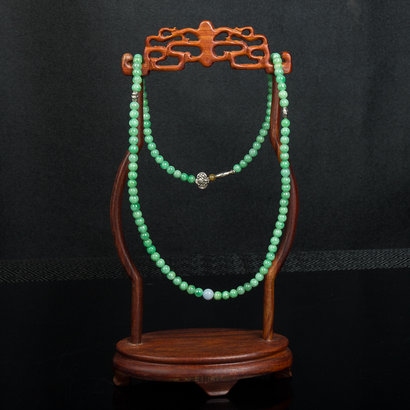 豆种翡翠多圈手串-红掌柜