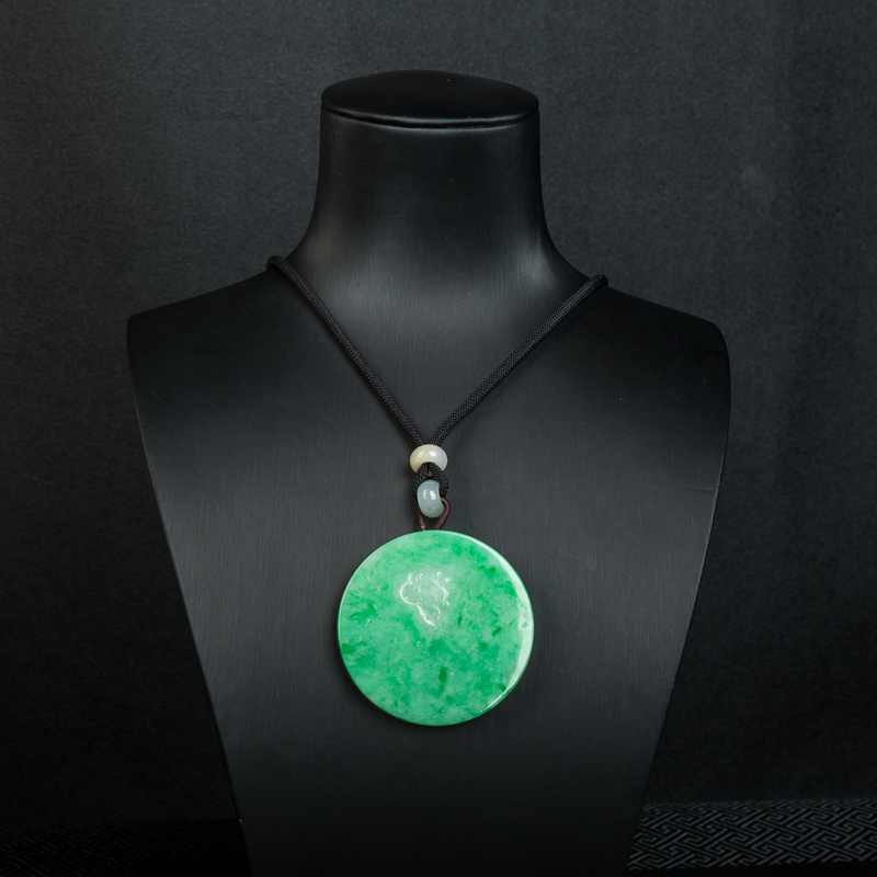 豆种豆绿翡翠平安扣吊坠-红掌柜