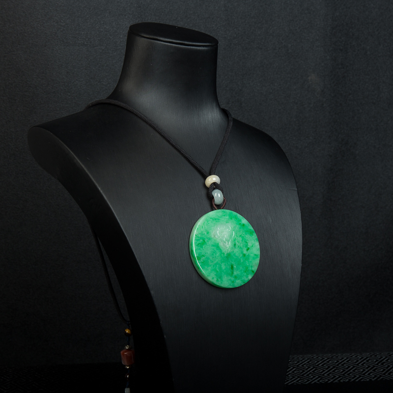 豆种翡翠平安扣吊坠-红掌柜