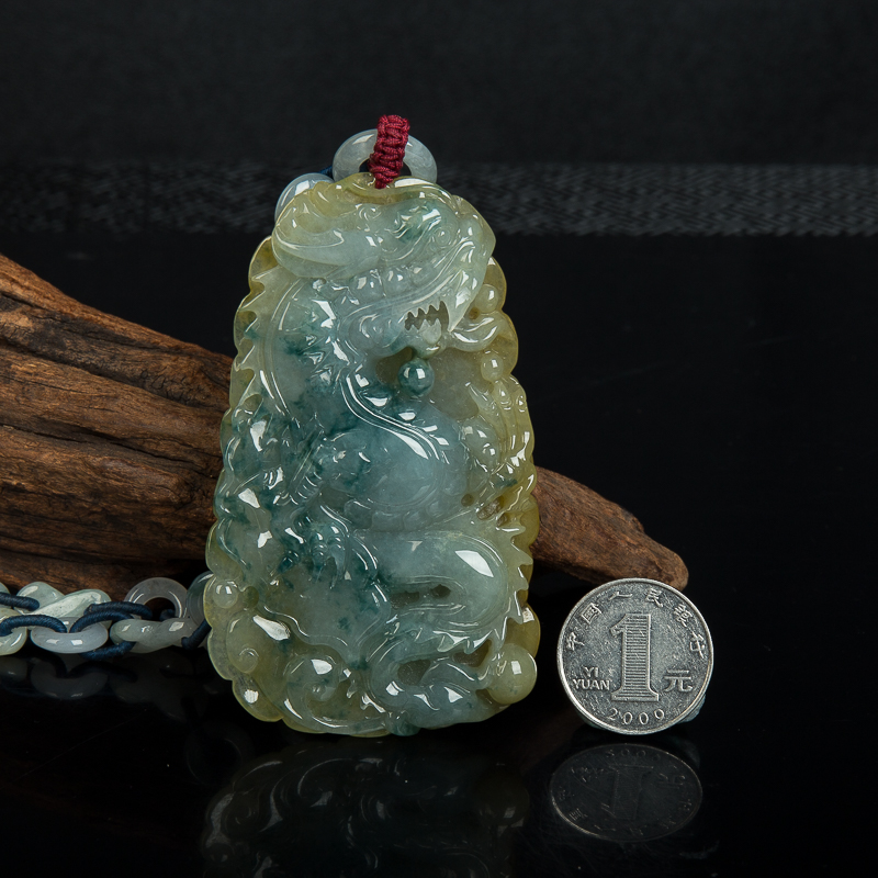 缅甸天然翡翠辰龙吊坠-红掌柜