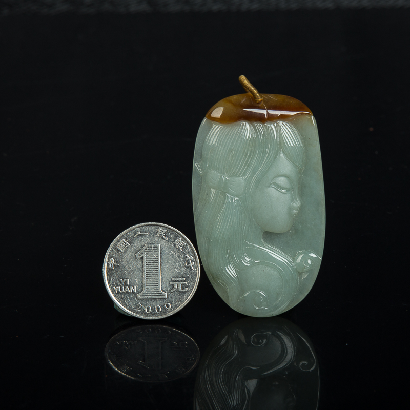 缅甸翡翠美女吊坠-红掌柜