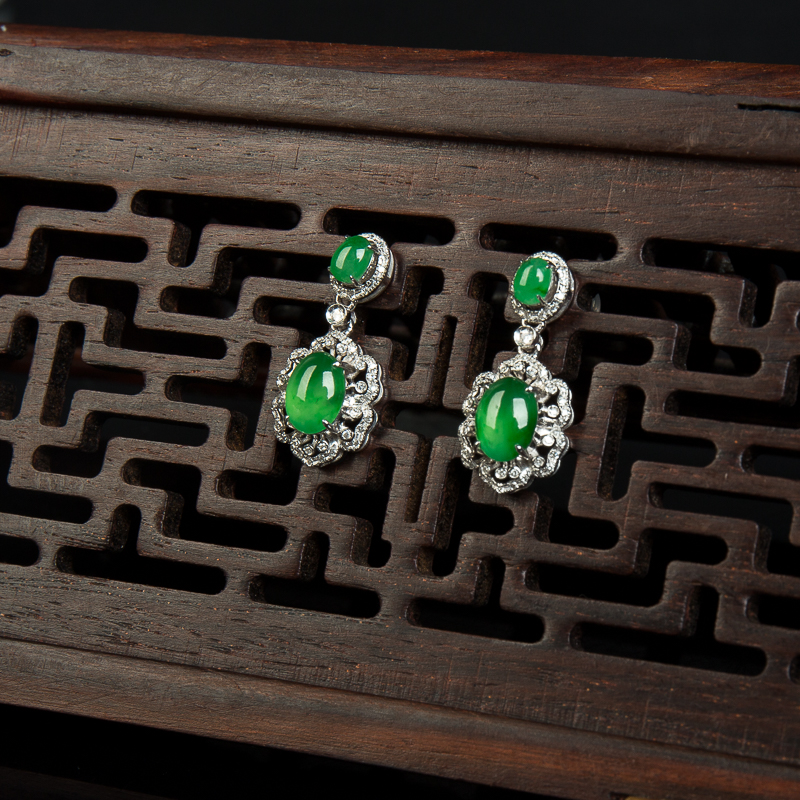 阳绿翡翠耳坠-红掌柜