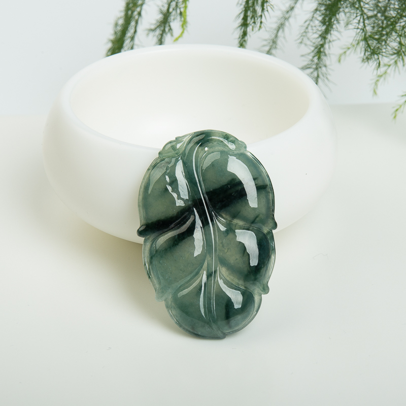 缅甸天然糯种飘花翡翠金枝玉叶吊坠-红掌柜