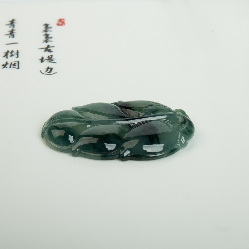 缅甸天然糯种翡翠金枝玉叶吊坠-红掌柜