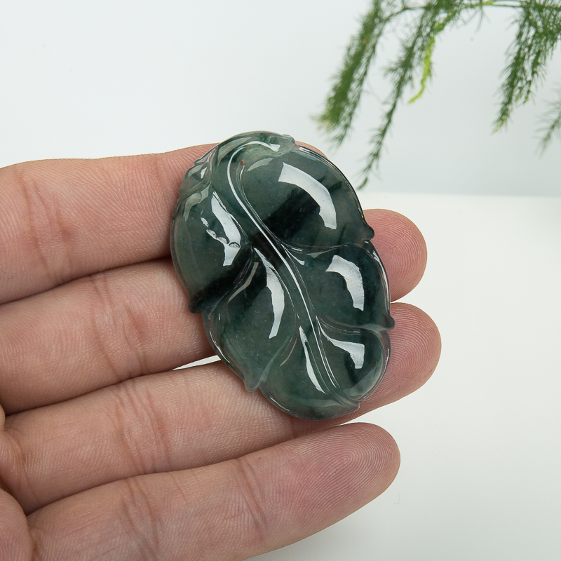 缅甸天然糯种飘花翡翠吊坠-红掌柜