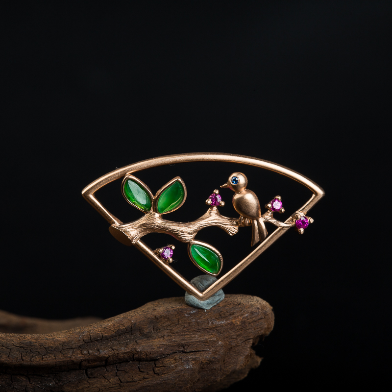 18k天然缅甸冰种阳绿翡翠吊坠-红掌柜