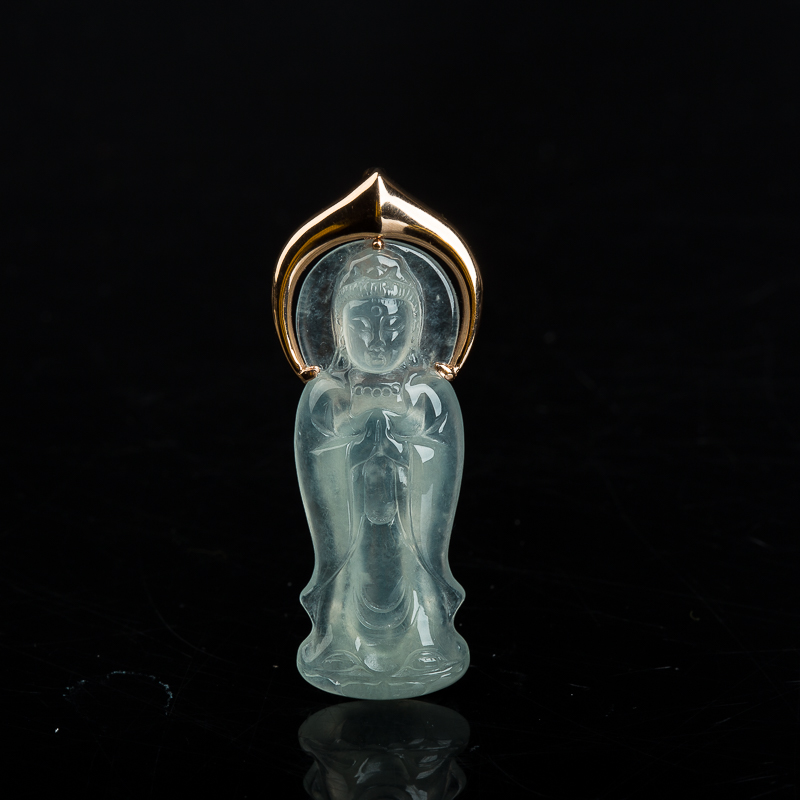 18k冰种翡翠佛光普照吊坠-红掌柜