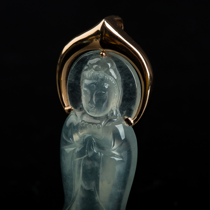 18k冰种翡翠吊坠-红掌柜