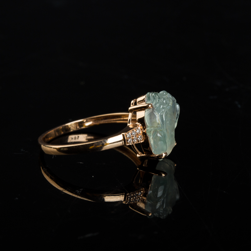 18k天然缅甸冰种翡翠戒指-红掌柜