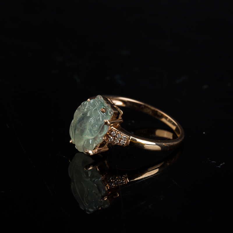 18k天然缅甸翡翠貔貅戒指-红掌柜