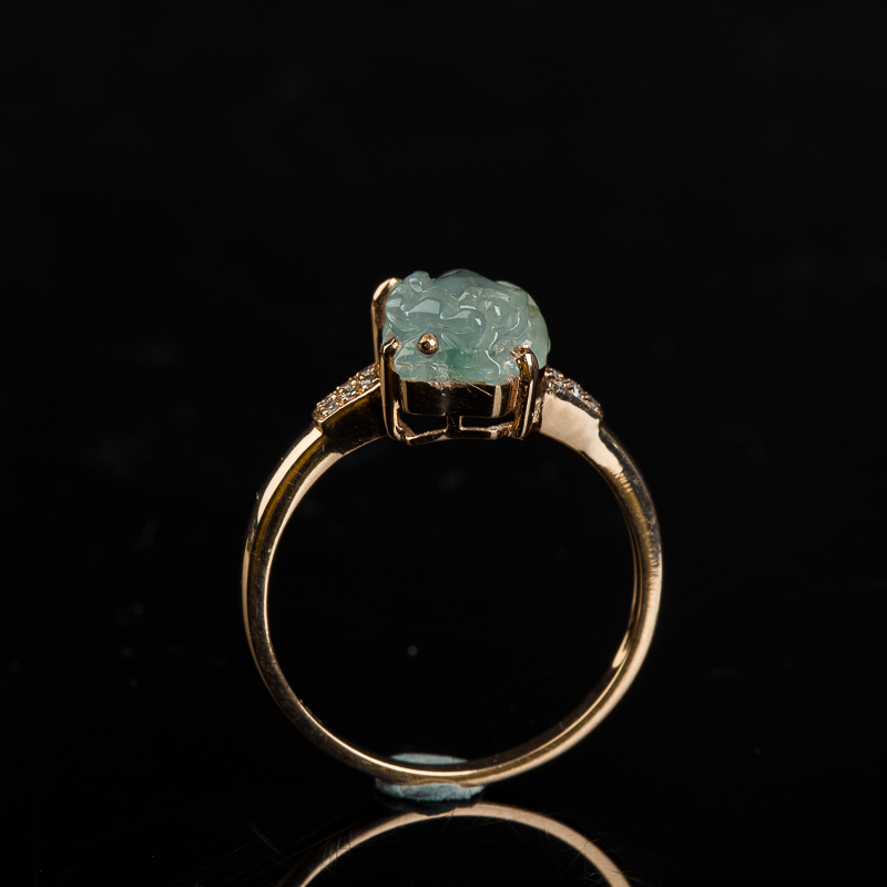 18k天然冰种翡翠貔貅戒指-红掌柜