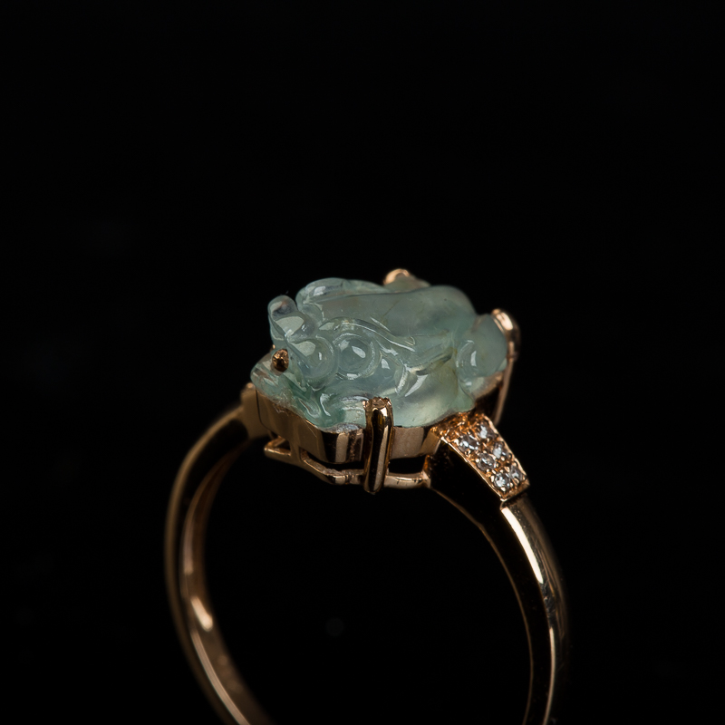 18k缅甸冰种翡翠貔貅戒指-红掌柜