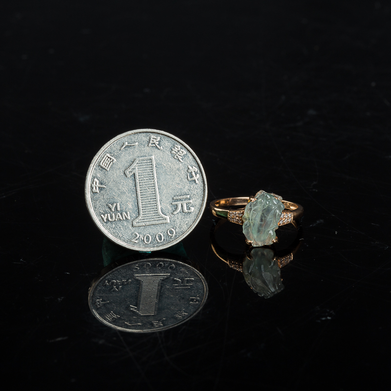 18k天然缅甸冰种翡翠貔貅戒指-红掌柜