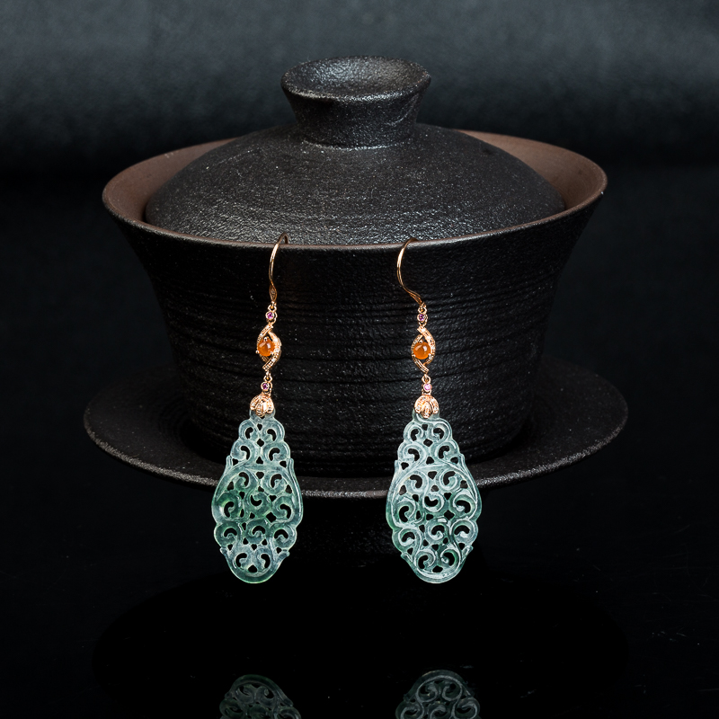 翡翠兽纹耳坠-红掌柜