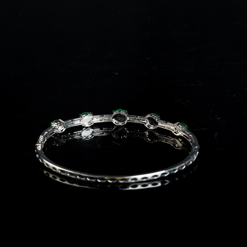 糯冰种翡翠手镯-红掌柜